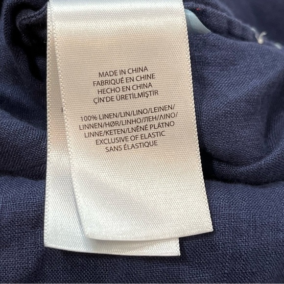 Polo Ralph Lauren 100% Linen Off Shoulder Boat Neck Top Womens Large Blue - Picture 4 of 13